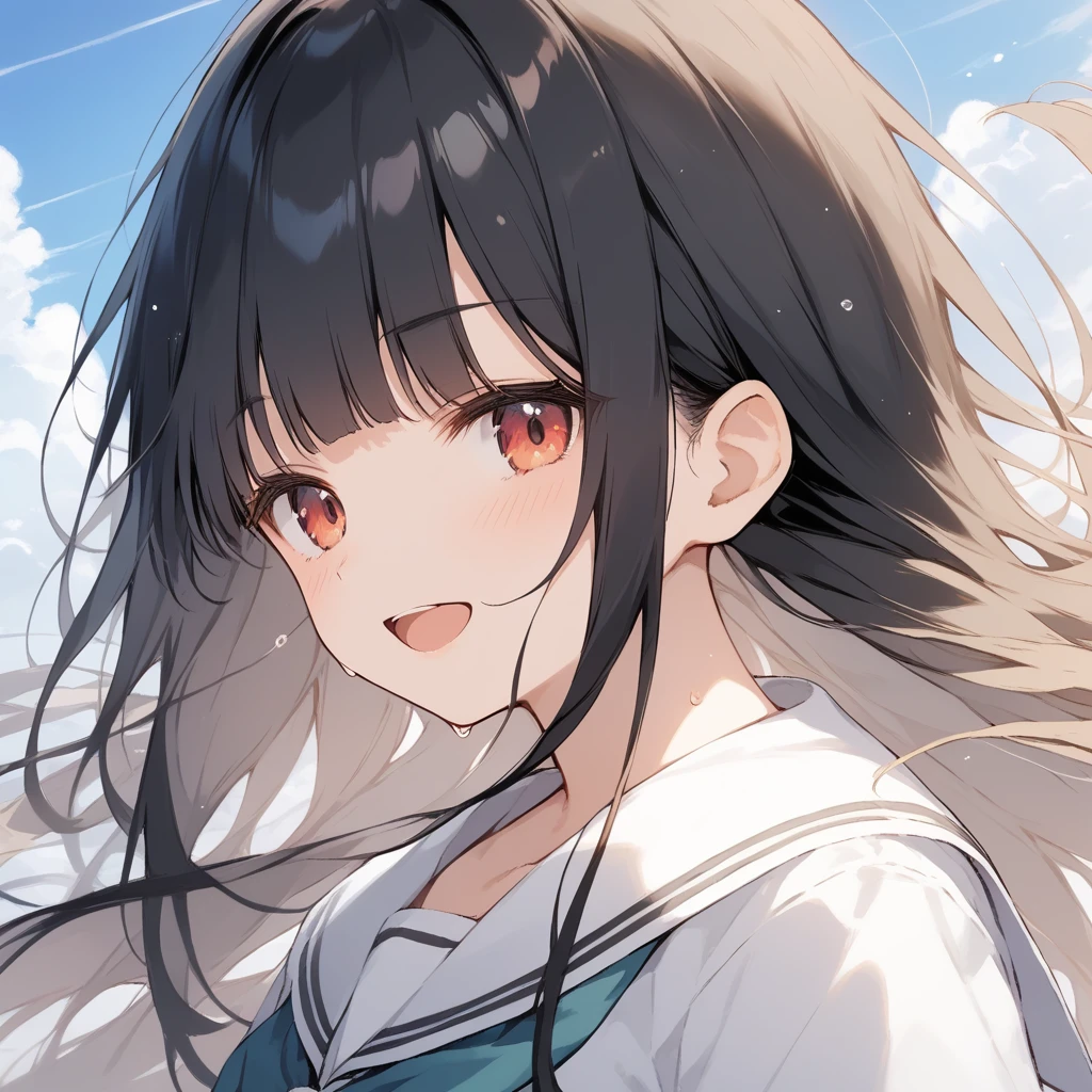 score_9, score_8_up, score_7_up, source_anime, best quality, masterpiece, official art, absurdres, highres, ultra-detailed,waifu2x,Collection: Slice of Life,break,1girl, long hair, straight hair, blunt bangs, small breasts, beautiful detailed eyes, school_uniform, sweat, open mouth, (yawn:0.3), sleepily, cool, outdoors, wind, break,(clear line illustration:1.2),very high resolution, very aesthetic, super detailed skin, Best sexual lighting powered by famous artist, 8k,cute picture,beauty illustration,photoshop_(medium),,(Detailed Lighting),best anime 8k konachan wallpaper, pixiv contest winner,