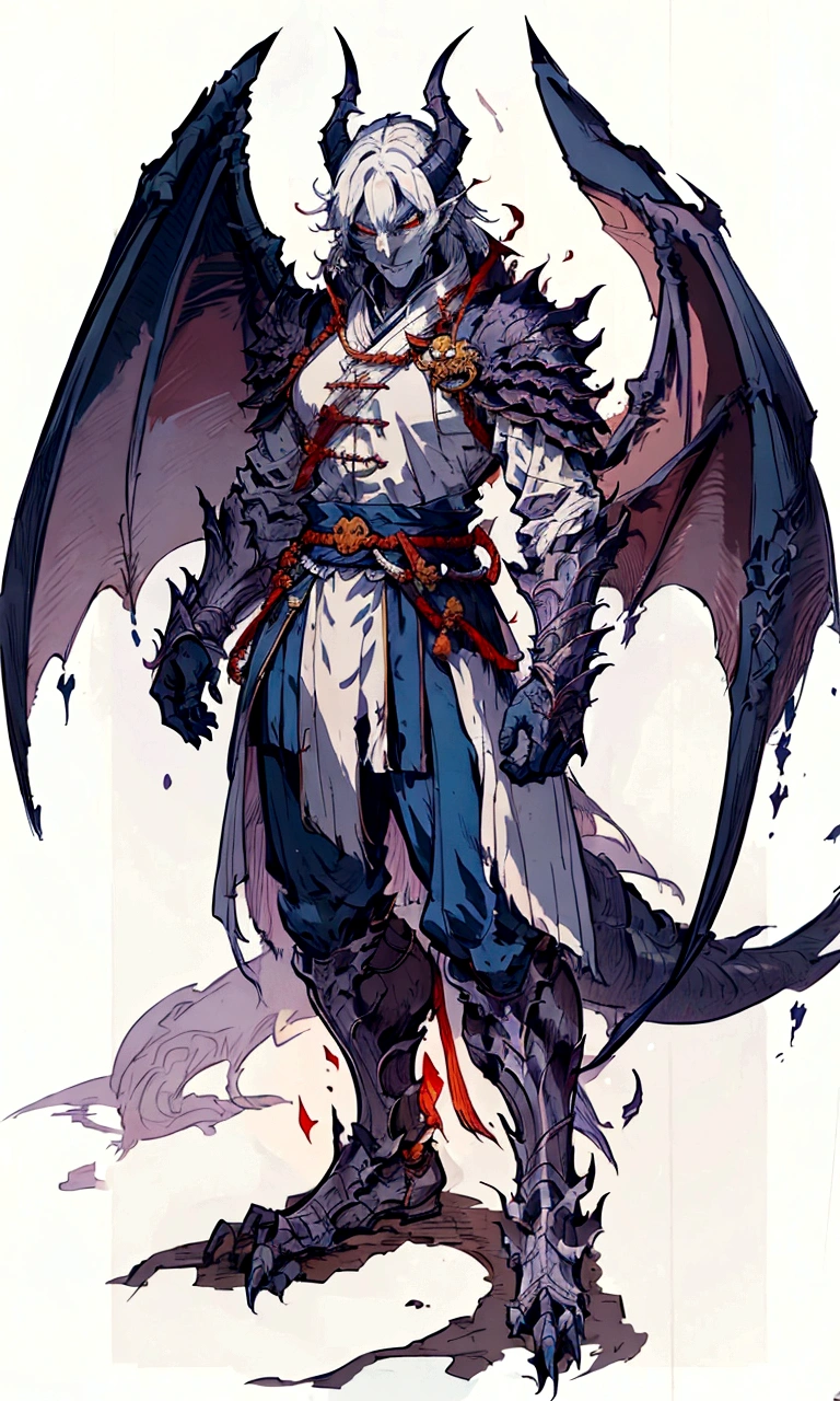 a drawing of a man with a dragon like head and a sword, great character design, by Yang J, interesting character design, complex fantasy character, by Shen Zhou, demon noble character design, trending on artstation pixiv, demon male, dark fantasy character design, highly detailed character design, by Yang Jin, character design art, high quality character design