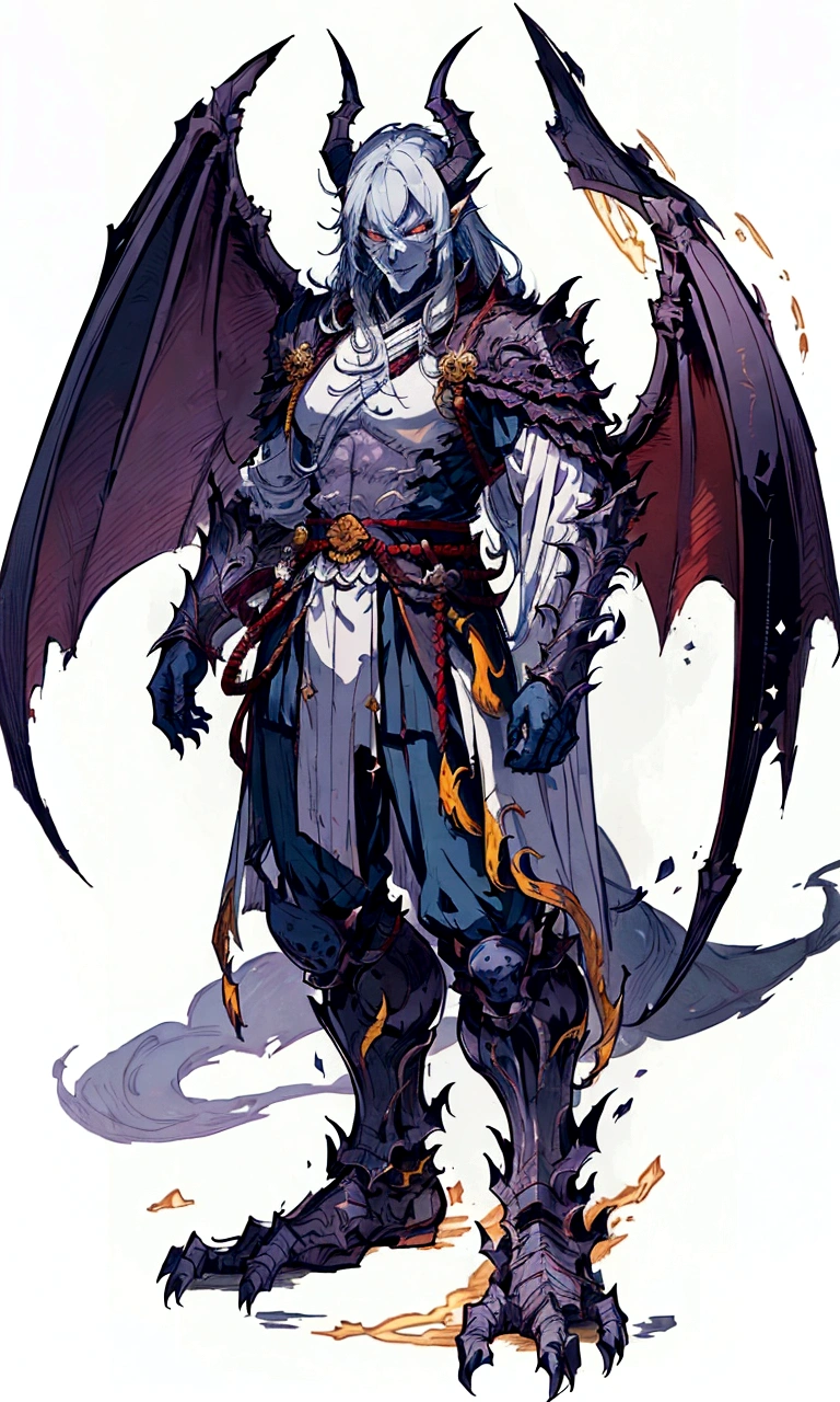 a drawing of a man with a dragon like head and a sword, great character design, by Yang J, interesting character design, complex fantasy character, by Shen Zhou, demon noble character design, trending on artstation pixiv, demon male, dark fantasy character design, highly detailed character design, by Yang Jin, character design art, high quality character design