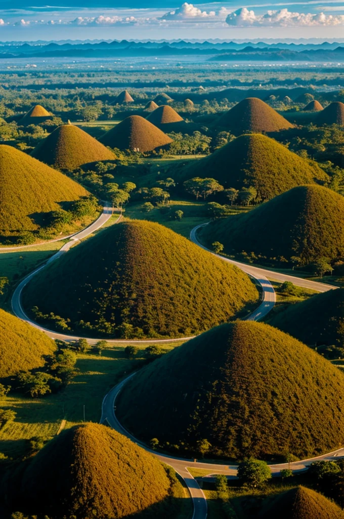 Chocolate hills with a road