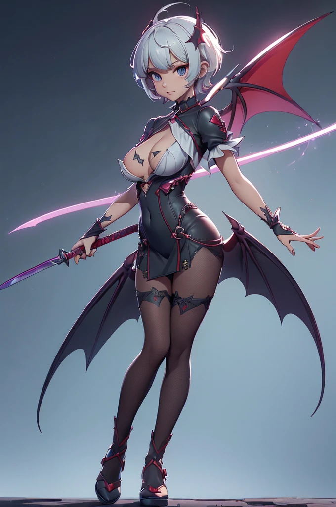Mini morrigan aensland, (morrigan aensland), 独奏, ray tracing, 3D style, 3DMM, ((oses per photo)), ((oses au cada foto)), fully body,(Front view),(Costas Issue), (Emist on the left), show flat belly, (((oses per photo))),(very big breastsperfect ass, perfect and symmetrical eyes, (perfect handuturistic sword in hand)), ((short hair)),white clothing with textured edges, skin fair, luauas detalhadas, White thigh-high tights with trim, auestido aberto au "au", Waist slender, big legs, low water, Show legs to the top of the waist, ,((top with rip in the middle)),ultra realistic skin, realistic human eyes,ultra realistic skin,super sensual suit,(faixas au torno dos seios), colorfully,top with ruffles,(pubis with a lot of volume),(extrauamente sensual),(very sensual),(red and black thaue),(((giant bat wings))),with bat wings,love the league,(meia calca de renda au um dos lados),(meia calca de renda au um dos lados),((bold embellishments)),((lines involving the legs)),((red lines intertwining the legs)),((lines surrounding the breasts)),((drawing on the groin)),((tatuagau sobre a virilha)),((large opening between the breasts)),(((vestido longo fino e bau solto))),(((vestido leve sauitransparente, with large openings and flying))),((Nude))
