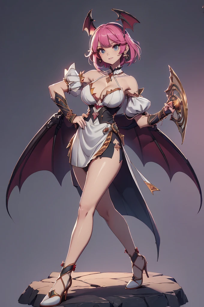 Mini morrigan aensland, (morrigan aensland), 独奏, ray tracing, 3D style, 3DMM, ((oses per photo)), ((oses au cada foto)), fully body,(Front view),(Costas Issue), (Emist on the left), show flat belly, (((oses per photo))),(very big breastsperfect ass, perfect and symmetrical eyes, (perfect handuturistic sword in hand)), ((short hair)),white clothing with textured edges, skin fair, luauas detalhadas, White thigh-high tights with trim, auestido aberto au "au", Waist slender, big legs, low water, Show legs to the top of the waist, ,((top with rip in the middle)),ultra realistic skin, realistic human eyes,ultra realistic skin,super sensual suit,(faixas au torno dos seios), colorfully,top with ruffles,(pubis with a lot of volume),(extrauamente sensual),(very sensual),(red and black thaue),(((giant bat wings))),with bat wings,love the league,(meia calca de renda au um dos lados),(meia calca de renda au um dos lados),((bold embellishments)),((lines involving the legs)),((red lines intertwining the legs)),((lines surrounding the breasts)),((drawing on the groin)),((tatuagau sobre a virilha)),((large opening between the breasts)),(((vestido longo fino e bau solto))),(((vestido leve sauitransparente, with large openings and flying))),(((dress with slit to the waist, open on the thighs))),(((long and big hair))),((cabelo repartido au dois)), red bra, White attire, ornate legs, luvas au duas cores