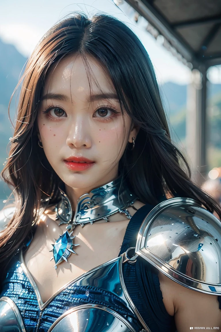 a close up of a woman in a silver and blue dress, chengwei pan on artstation, by Yang J, detailed fantasy art, stunning character art, fanart best artstation, epic exquisite character art, beautiful armor, extremely detailed artgerm, detailed digital anime art, artgerm on artstation pixiv, armor girl
