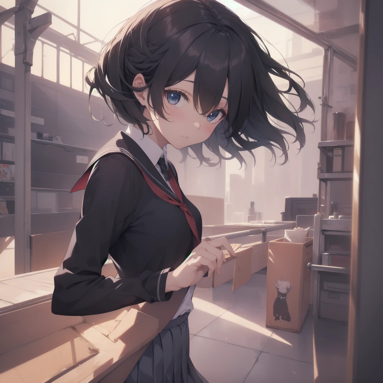 ultra-absurdres-Top quality by artist God, ultra-detailed, high resolution, anime moe artstyle, best anime 8k konachan wallpaper, pixiv contest winner, pool:2810, perfect anatomy,break, 1girl, (Please draw a girl walking sleepily to school alone. )break,(Solo,little female, -yeld:1.Full limbs, complete fingers,a junior hihort hair), short cut, flat chest, , small butt, small black eyes, beautiful detailed eyes, well-proportioned iris and pupils, expressive eyes, highres detailed hair, soft expression, salor school_uniform, sailor collar, serahuku, bow, pleated skirt,(Detailed Lighting), (Detailed background), in the School commute route. break,super detailed skin, Best cinematic lighting powered by famous artist, 8k,beauty illustration,photoshop_(medium),very aesthetic,break,((artist:toosaka_asagi )), artist:clamp ,artist:carnelian ,artist:kantoku ,
