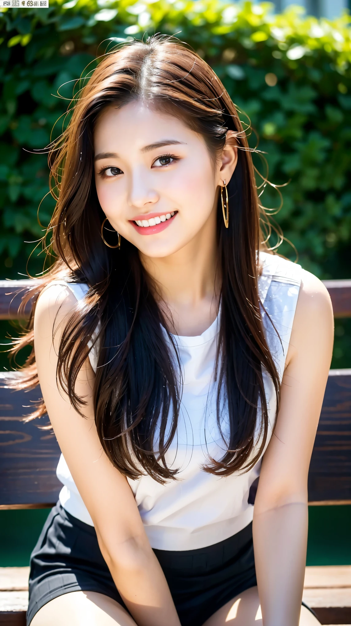 Ultra-high resolution, Superior Quality, highest quality, Very detailed, Realistic, 8k, RAW Photos, highest quality, masterpiece, Attractive girl, Awesome girl, Black Hair、 Shoulder-length layers, Mesh Hair, Japanese Idols, Sophisticated, stylish, blouse,smile、Beautiful teeth alignment、Ear piercing、Necklace around the neck、