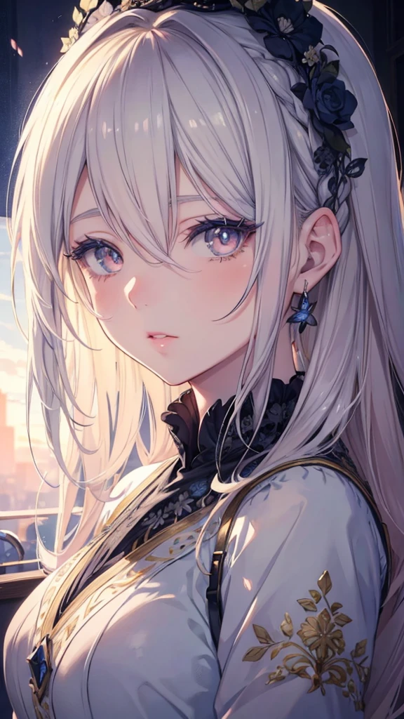 a beautiful anime girl, beautiful detailed eyes, beautiful detailed lips, extremely detailed face and portrait, long eyelashes, intricate hairstyle, soft lighting, detailed background, muted color palette, digital painting, highly detailed, 8k, masterpiece