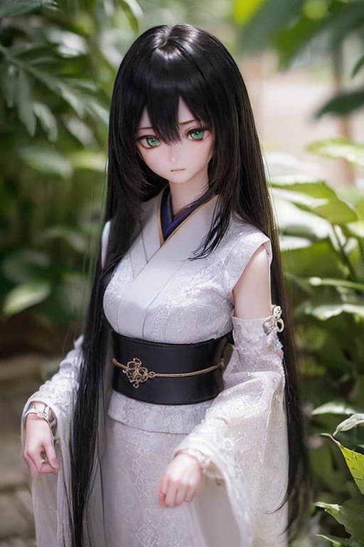 (SFW:2), photorealistic, realistic photo, ((highest quality)), ((masterpiece)), ((extremely detailed)), kukolnydom, doll, (mature woman, 20yo, 20 years old:1.6), solo, ((cowboy shot, standing
, skinny, slender, slim, furisode, obi, hair ornament)), green eyes, parted lips, (black hair, long hair, looking at another, blank eyes, empty eyes, detailed eyes, detailed clothes:1.3), Japanese garden, 8k