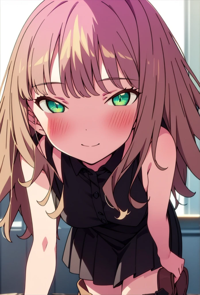 minami yume ,sss Dynazenon ,Long Hair, Brown Hair, (Green Eyes:1.5) ,blush,smile,hair band,Sleeveless shirt,Long skirt,short boots,Daytime,Clear skies,Walking,whole bodyがイラストに入るように,　　　　　　　　　break　looking at viewer, whole body,(Cowboy Shot:1. 5) ,　　　　　　　　　　　　　　　　　break outdoors ,Building district,　　　　　　　　　　　　break (masterpiece:1.2), Highest quality, High resolution, unity 8k wallpaper, (shape:0.8), (Beautiful and beautiful eyes:1.6), Highly detailed face, Perfect lighting, Extremely detailed CG, (Perfect hands, Perfect ),