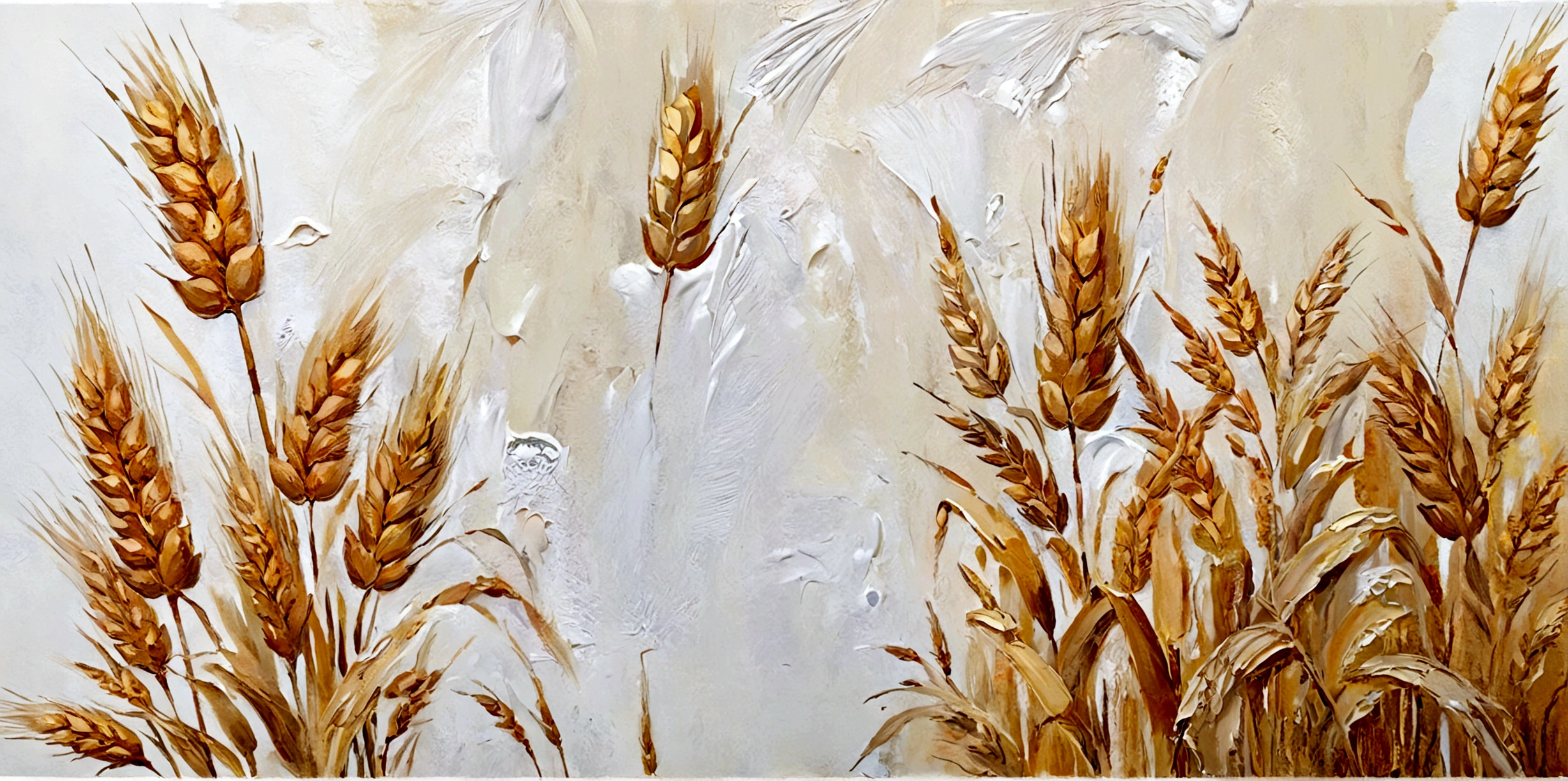 Golden wheat,reed,vanilla,bright,White background,real,emotion,Thick textured paint,