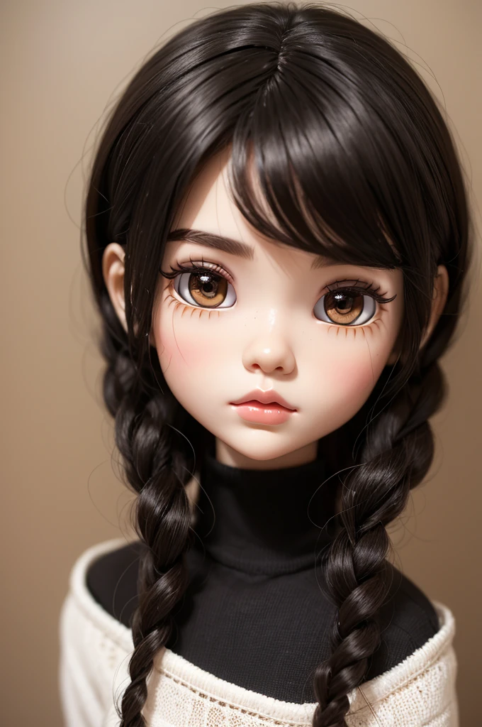 Blythe doll black hair, brown eyes and brown skin