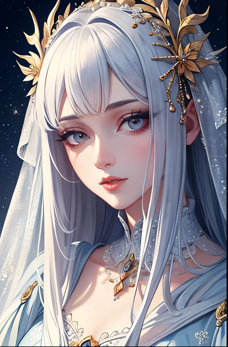 a beautiful girl, extremely detailed, highly detailed, intricate fractal art, 1girl, beautiful stars eyes, beautiful detailed lips, extremely detailed eyes and face, long eyelashes, Elegant Pose, cinematic lighting, Volumetric fog, dramatic colors, vibrant and vivid, photorealistic, 8K, best quality, masterpiece, official artwork, beautiful and aesthetic,Half-length portrait
