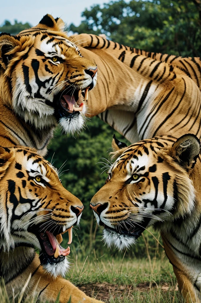 Make a video fighting between tiger and lion