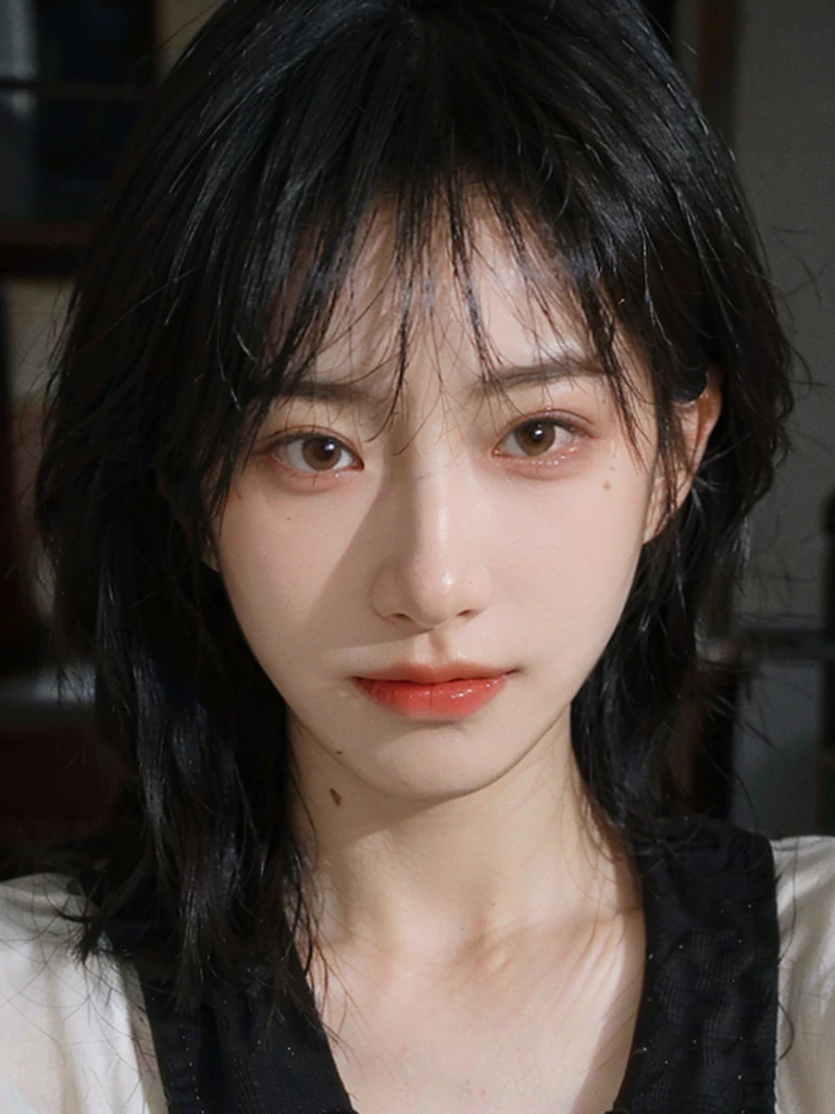 (Skin details:1.4), (smooth skin textures:1.3), (Upper body:1.4),(Upper Body:1.3)Lipstick, background, earrings, serene, calm, Suspenders,(Realistic and detailed eyes:1.2), Natural skin texture, Realistic facial details, Soft dramatic lighting, Vivid details, 35 mm film, outdoor, (Photo Practical:1.4), (hyper Practical:1.4), (Practical:1.3), (Smoother lighting:1.05), (Improve lighting quality:0.9), (Highest quality real skin textures:1.4), Exquisite eyes, Delicate face, Close-up of face, (Enhance the beauty of skin texture:1.1), Hair details,(Large Breasts:1.3)normal body ratio, short hair, Moles under the eyes, A faint smile,Portrait Photography, Depth of Field, Bokeh, Surrealism, Ray Tracing, (Portrait Photography:1.1), Surrealism, High Detail, Chiaroscuro, Ray Tracing, reflected light, Ultra HD, Ultra HD, masterpiece, Textured Skin, Super Detail, High Detail, high quality, best quality