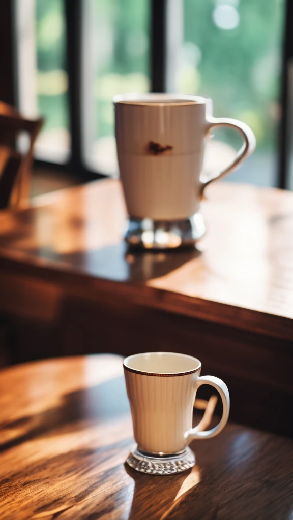 a mug standing on the table with traces of a woman's lips on the rim