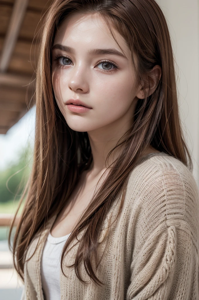((best qualityer)), ((ultra res)), ((photorrealistic)), (details Intricate), 19 years old, russet hair, face perfect, make up:1.5, light on the face, face detail, no, long hair, big-ass
