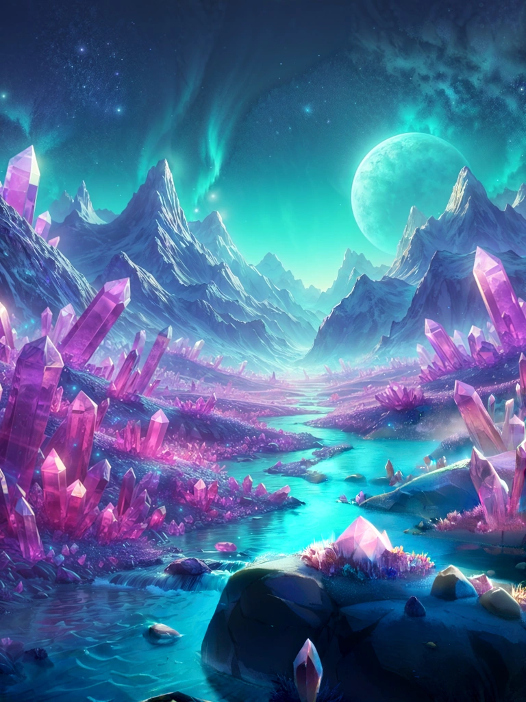 crystals, boulders of protruding crystals