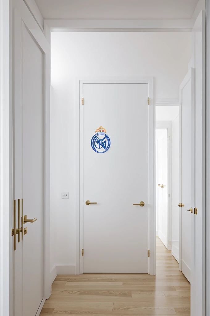a white room with a real madrid logo