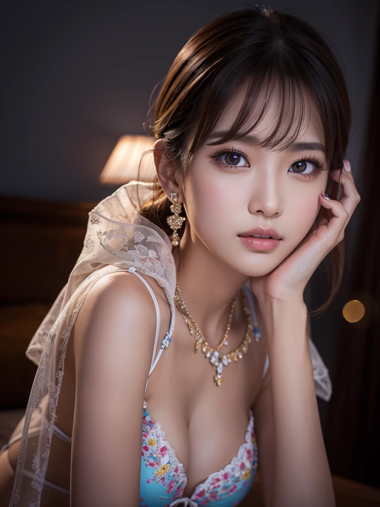 a beautiful young korean idol woman, 1girl, extremely detailed eyes, long eyelashes, beautiful detailed lips, flawless skin, elegant expression, intricate jewelry, detailed clothing, short bob blonde hair, bikini,  cleavage, small breasts, (best quality,4K,8K,highres,masterpiece:1.2),ultra-detailed,(realistic,photorealistic,photo-realistic:1.37),studio lighting,HDR,vivid colors,professional photography