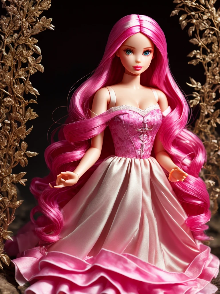 barbiecore, Lyrical Desperate "In the tapestry of twilight, shadows and light entwine, unveiling the mysteries of dusk.", insane details, Neoclassicism, 80mm, 