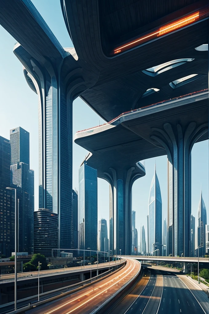 Futuristic city where architecture and transportation are governed by the 7 Gestalt laws