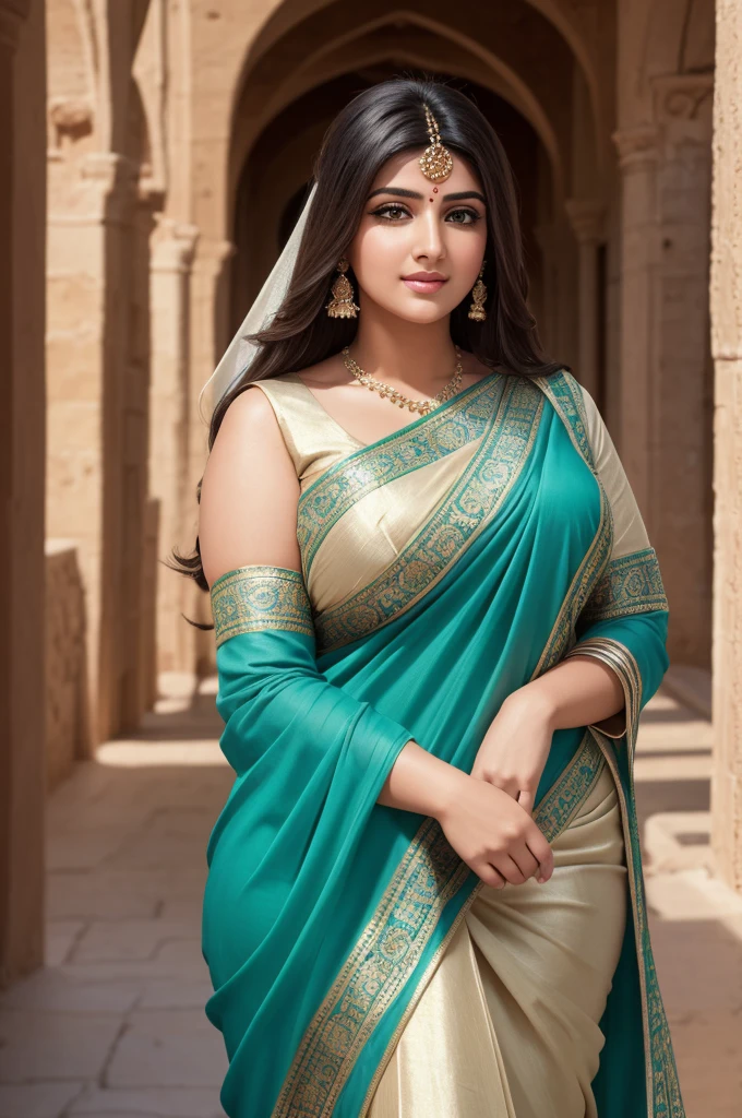 1 Heavenly beautiful and goddess beauty cute and sweet looking face Arabian woman in Bellapais Abbey, Cyprus, Heavenly beautiful Overweight, Heavenly beautiful Extremely fat, Heavenly beautiful and attractive Chubby figure , Heavenly beautiful looking and eye catching luxury style traditional Indian saree , reaching out, Heavenly beautiful Arabian woman, 16k, High resolution, masterpiece, highest quality, fine skin, outside view, Realistic Photograph, close up figure view