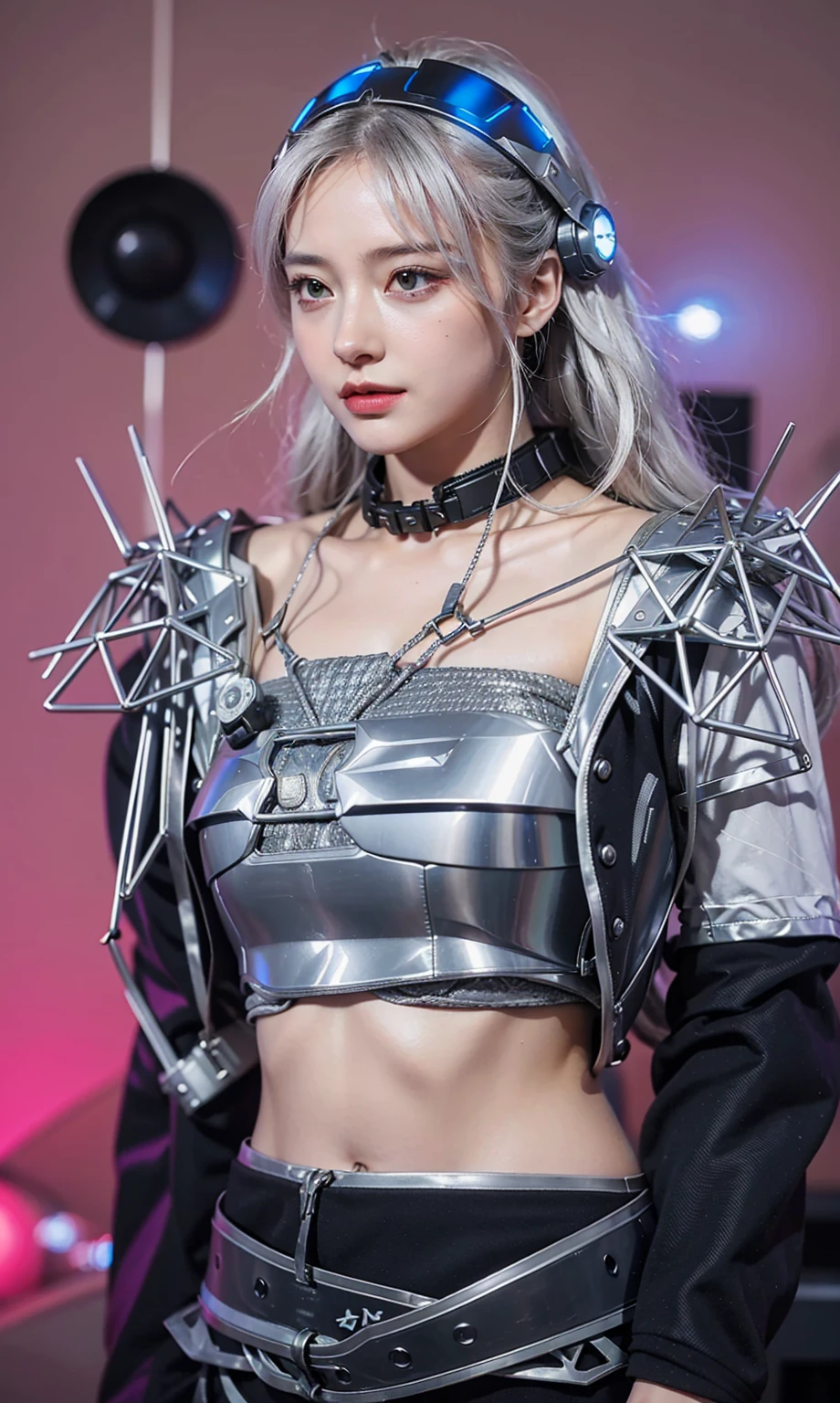 Futuristic high-tech style,best quality,Fairy Skin,(every time :1.2),eternal,Very detailed,Practical,high quality,Light,Light线追踪,Ultra HD,Upper Body, Future Iron Man Mech,shooting,Battery,Transmitter,Large caliber artillery,Rostlan 8K,Mecha Cyber Armored Girl,Wearing a cyberpunk technology helmet,Star Armor Helmet,With breathing Light,The armor of the future shines,Armed Cannon,High-tech armor,helmet,Future Space Warrior