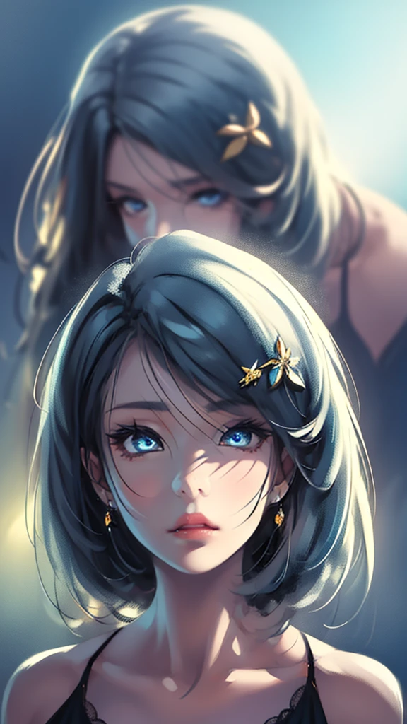 a beautiful anime girl, beautiful detailed eyes, beautiful detailed lips, extremely detailed face and portrait, long eyelashes, intricate hairstyle, soft lighting, detailed background, muted color palette, digital painting, highly detailed, 8k, masterpiece