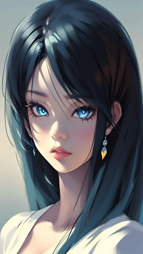 a beautiful anime girl, beautiful detailed eyes, beautiful detailed lips, extremely detailed face and portrait, long eyelashes, intricate hairstyle, soft lighting, detailed background, muted color palette, digital painting, highly detailed, 8k, masterpiece