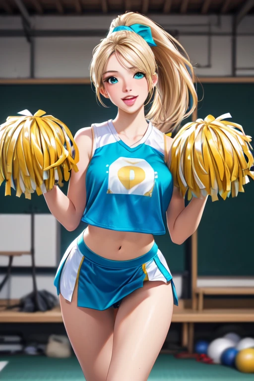 ((best quality)), ((masterpiece)), (detailed), 1girl, naked, focus on the vagina, (maximum quality:1.5), (Photorealistic:1.2), (ultra-detailed:1.2), (High resolution:1.2), (Highly detailed and realistic skin:1.2),(with open legs:1.2), (On the mat from the school gym), 18 years old cheerleader, Very detailed, beautiful and green sharp eyes, Powerful and beautiful eyeshadow, (Slender woman with body shape: 1.25), Natural color lip, (long high blonde ponytail covering one eye), (open white sleeveless shirt for cheerleaders:1.3), (Ahe-guy:1.3), (orgasm:1.3), (cream for teal cheerleaders:1.2), (shaking: 1.3), photo 9x16