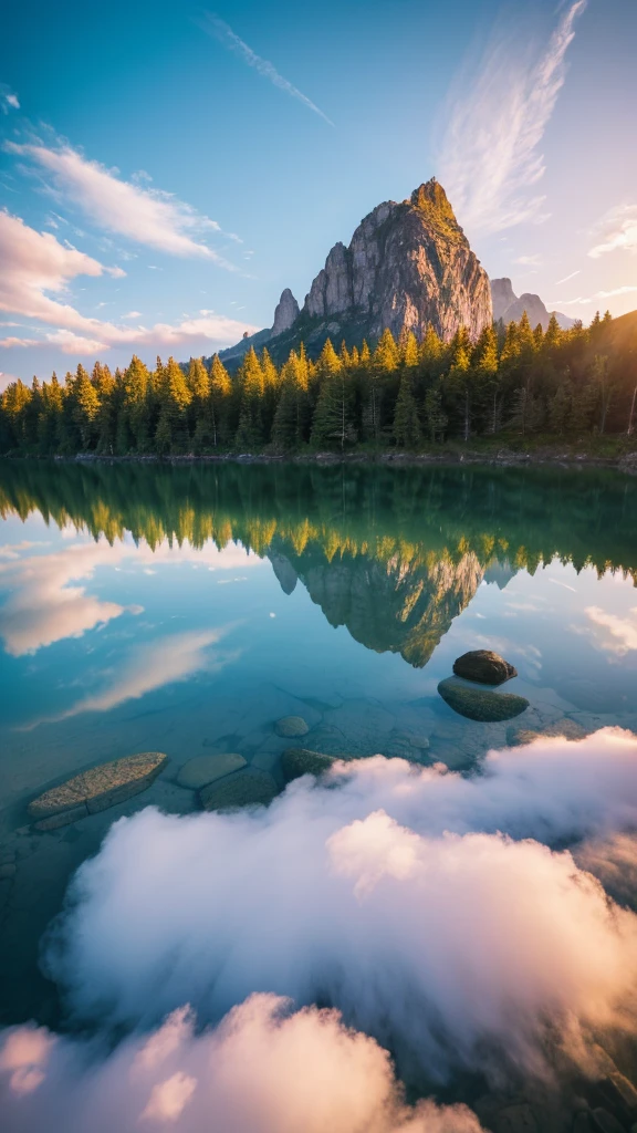 Alpine Forest Landscape Photo,Steep mountain roads,Clear and transparent lake,wood,Bushes,Fallen leaves,Dawn Sun,Kasumi,Cliffs and mountains,Dilapidated,Lonely,cold,Foggy sky,Not a dazzling morning sun,Nightmare vision,Dark fantasy plot,Perfect and excellent composition,8K resolution,detailed,restricted,close ultra-wide angle shot,there is a picture of a beach with a pier in the distance, today\'s featured photograph 4k, clouds and wings and waves, clouds and waves, oceanside, crisp lines, harmony of swirly clouds, epic blue sky, seascape, heaven on earth, wide angle landscape photography, epic wide angle, wispy clouds, big sky, big blue skyRealistic,Beautiful sky,Colorful clouds float,True to life, The private parts are clearly visible, Perfect perfection, Digital single-lens reflex camera, 1024, 2048, 4096, detailedな, sharp, Best Quality, high quality, Absurd,Unattended background,Very detailed、detailedな照明の影,Art Station Trends、Complex、expensivedetailed、dramatic、(Volumetric Lighting:1.2)HDR shot。(close,Super Depth of Field,Ultra Wide Angle,Microfocal Lenses:1.2)(Realistic:1.4)Masterpiece、expensive、expensive品質、beautiful photo,Global Illumination