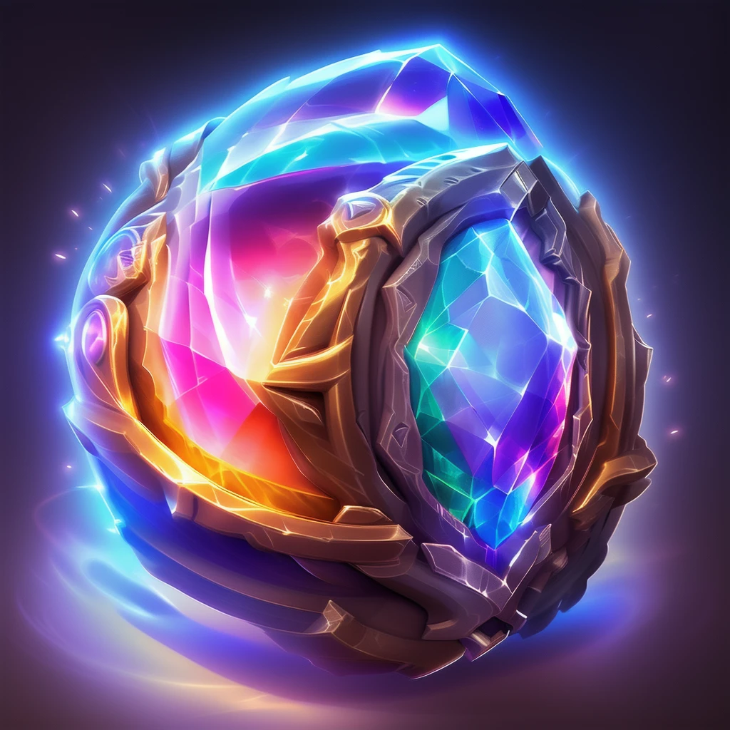 1 Gem，crystal, Reflecting rainbow light，Extremely detailed, Incredible lighting, Ultra Detailed, 8K, Unreal Engine 5, 3d rendering，Game Icon，