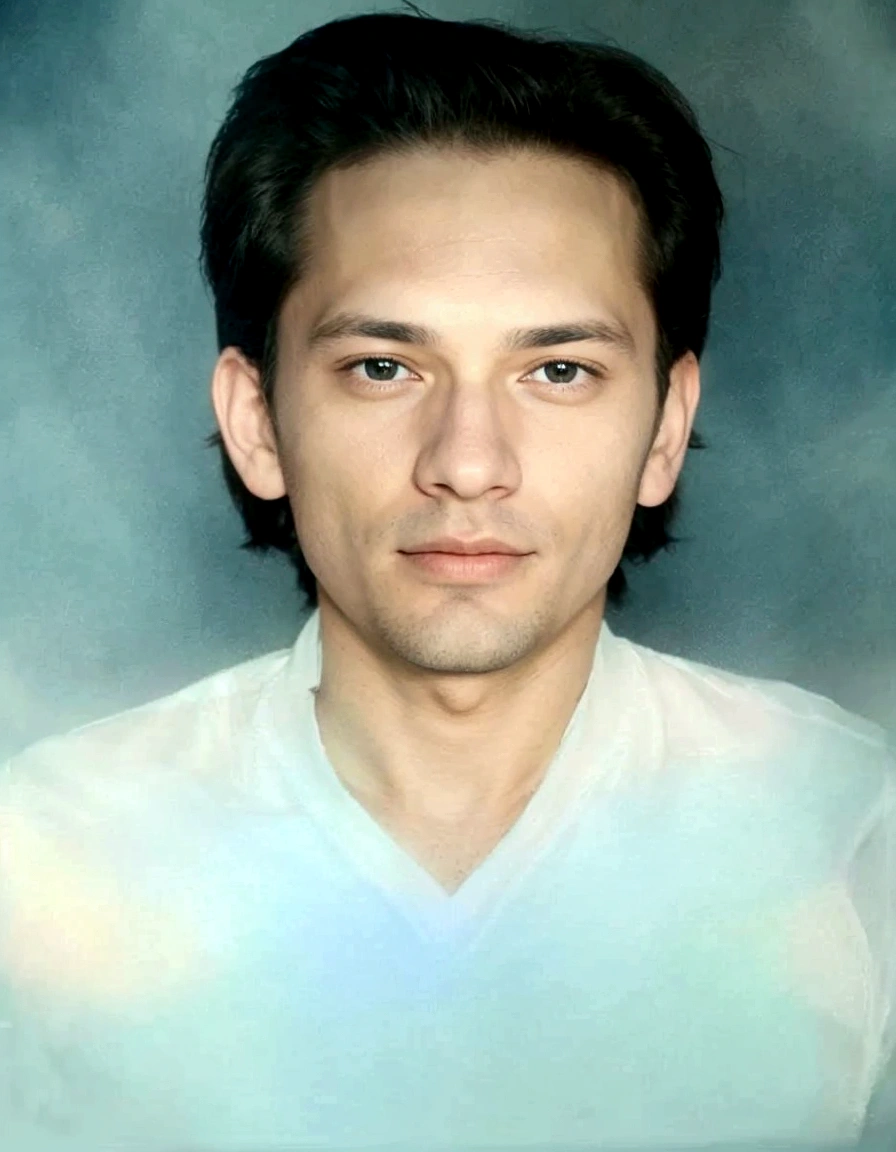 there is a man that is posing for a picture in a picture, shirt white