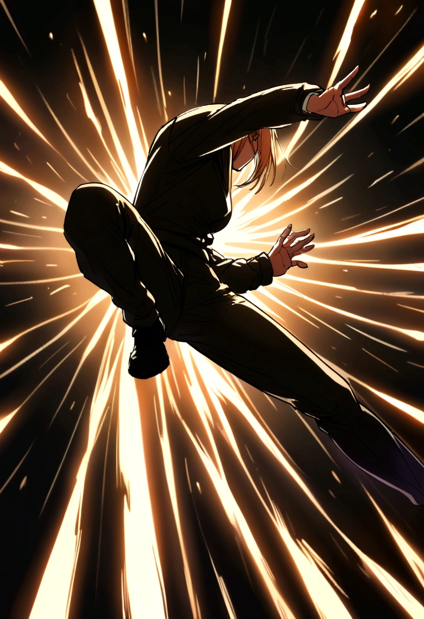power from chainsaw man, dynamic pose, half, anime