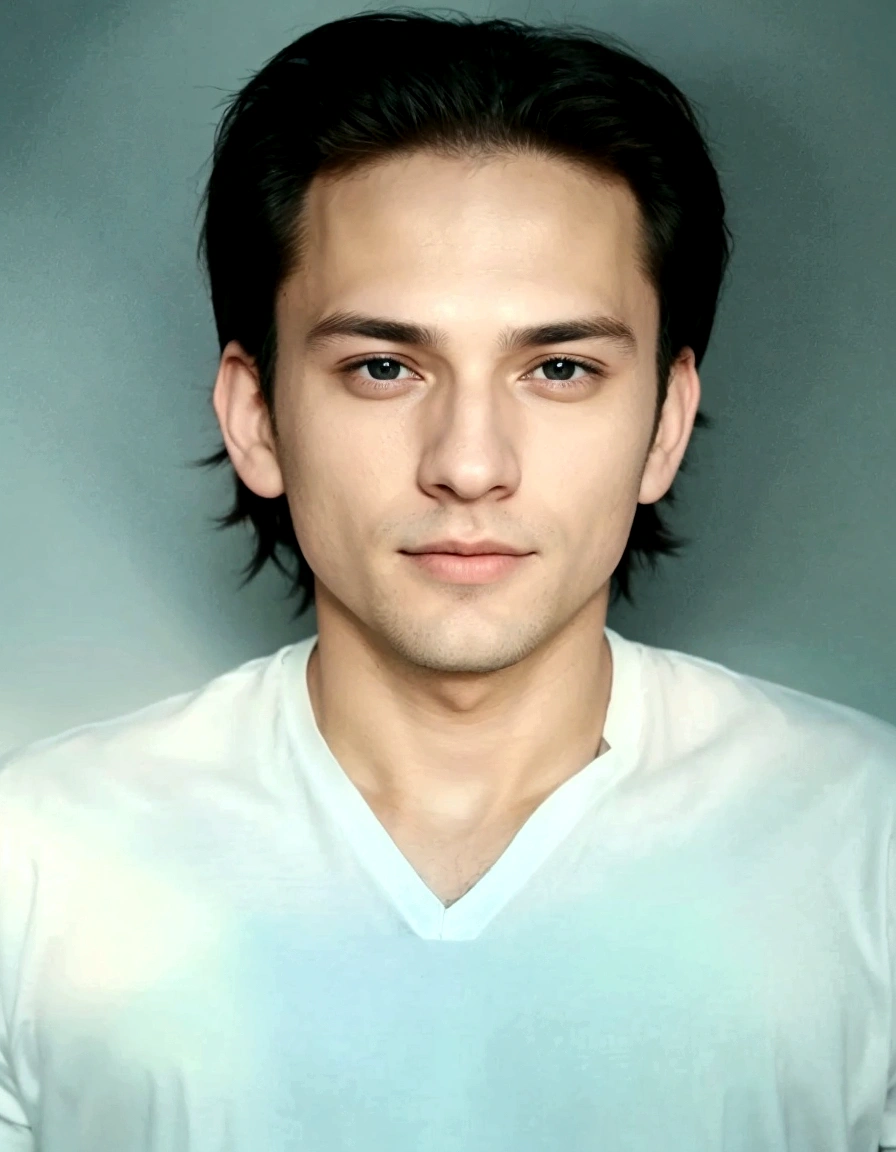 there is a man that is posing for a picture in a picture, shirt white