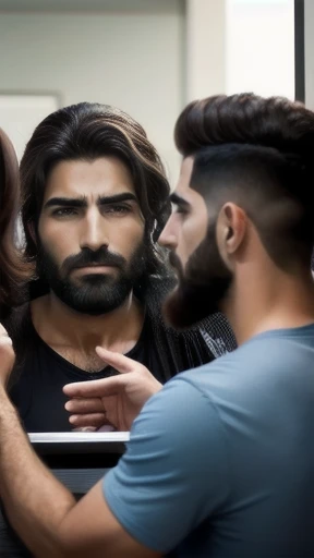 a group of Yehuda men combed hair focus on face