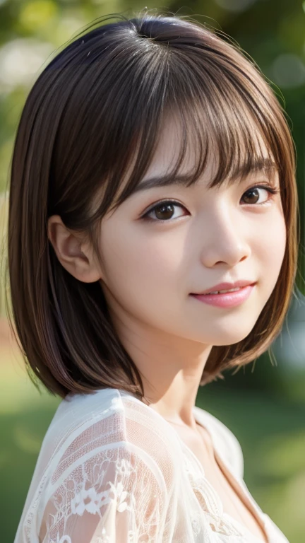 Cute 21 year old Japanese、lots of carnations、Highly detailed facial features、Attention to detail、double eyelid、Beautiful thin nose、Sharp focus:1.2、beauty:1.4、(Light brown hair、short hair、)、Pure white skin、Highest quality、masterpiece、超High resolution、(Realistic:1.4)、High resolution、nice smile、Cute Spring Clothes、