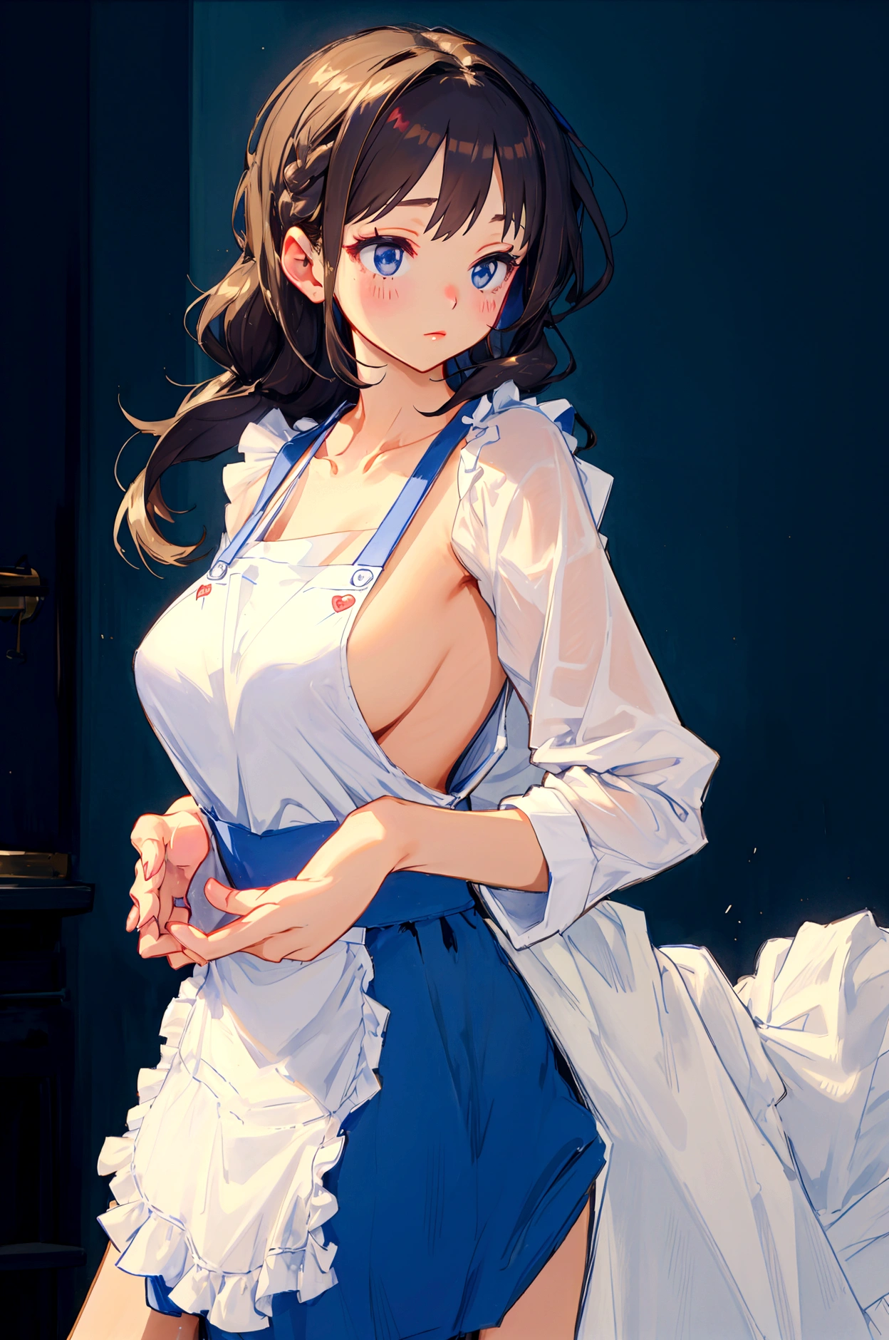 No bra　Clear　Girl　Big Breasts　apron