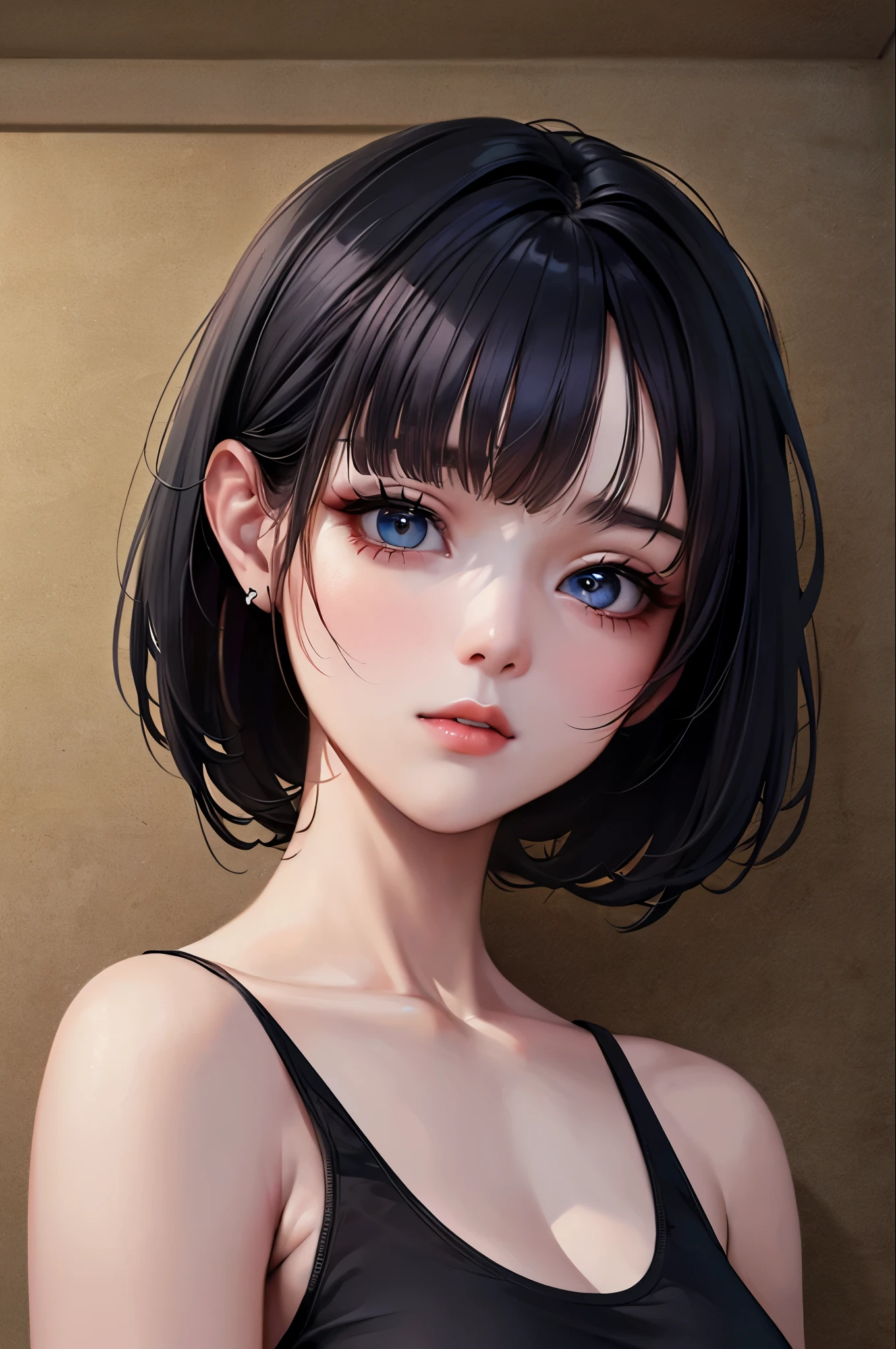 ((Highest quality, 8K, masterpiece: 1.3)), whole body, Clear Focus: 1.2, Excellent style: 1.4, Slim Abs: 1.2, ((Black Hair, big: 1.2)), Black tank top, Highly detailed face and skin texture, Fine grain, double eyelid