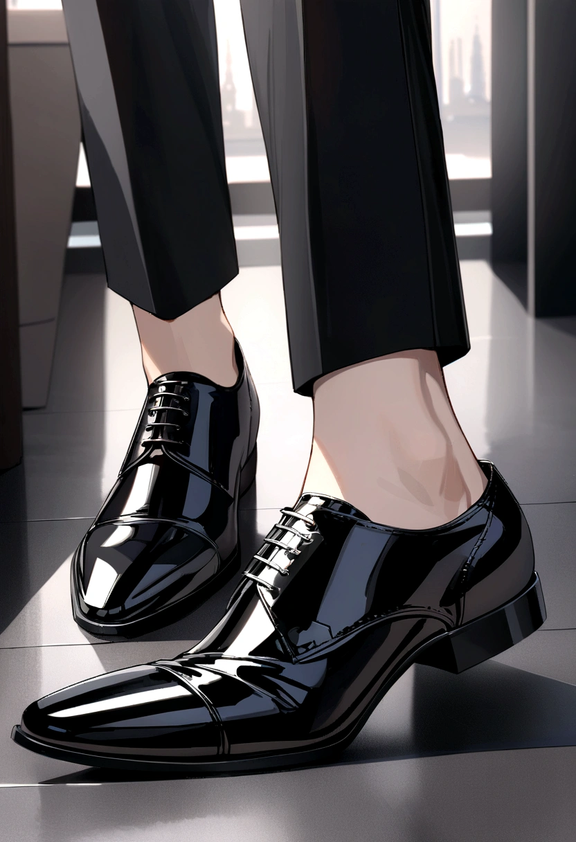 hd, ultra detailed, 8k quality, high quality, masterpiece, 1 boy, single, gray hair, black suit, gray tie, white t-shirt, black pants, formal shoes,