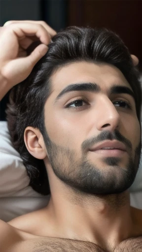 a group of lebanese men combed hair focus on face