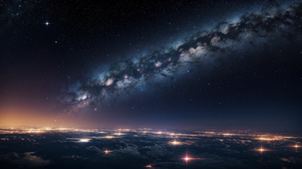 "A cosmic vista of stars and galaxies swirling in the vastness of space, evoking a sense of wonder and introspection. In the center, a radiant beam of light pierces through the darkness, symbolizing the exploration of life after death according to biblical teachings. The scene invites viewers to contemplate the mysteries of existence and the spiritual journey that transcends earthly boundaries."