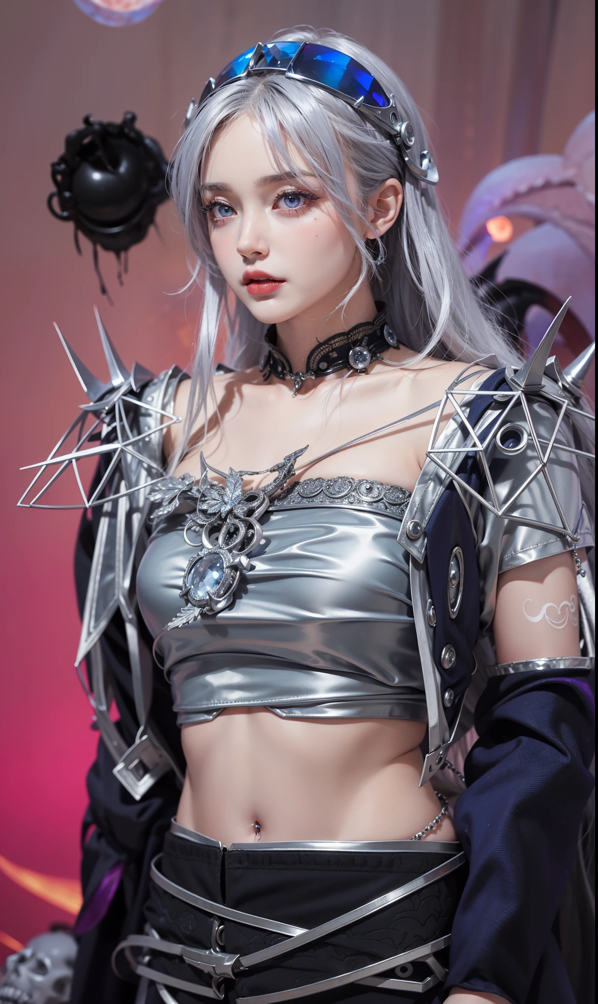 Royal sister，exquisite eyes，ice queen，put the crown on your head，Detailed facial expressions body，tall figure，Gorgeous，Leg length，4K，HD，Sensual，translucent lace，白皙plump figure，pretty face，Little cherry mouth，beautiful and delicious（3D royal sister），plump figure，gloss gel coat，Queen in luxurious dress，Crystal Gem Crown，Necklace jewelry，black tattoo(whole body)，The tattoo is very three-dimensional，8k超HD，