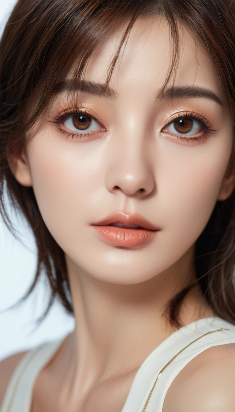 photo realistic woman, Woman with brown eyes, Brown hair, Ultra HD, Surreal style, Angel, Delicate face  