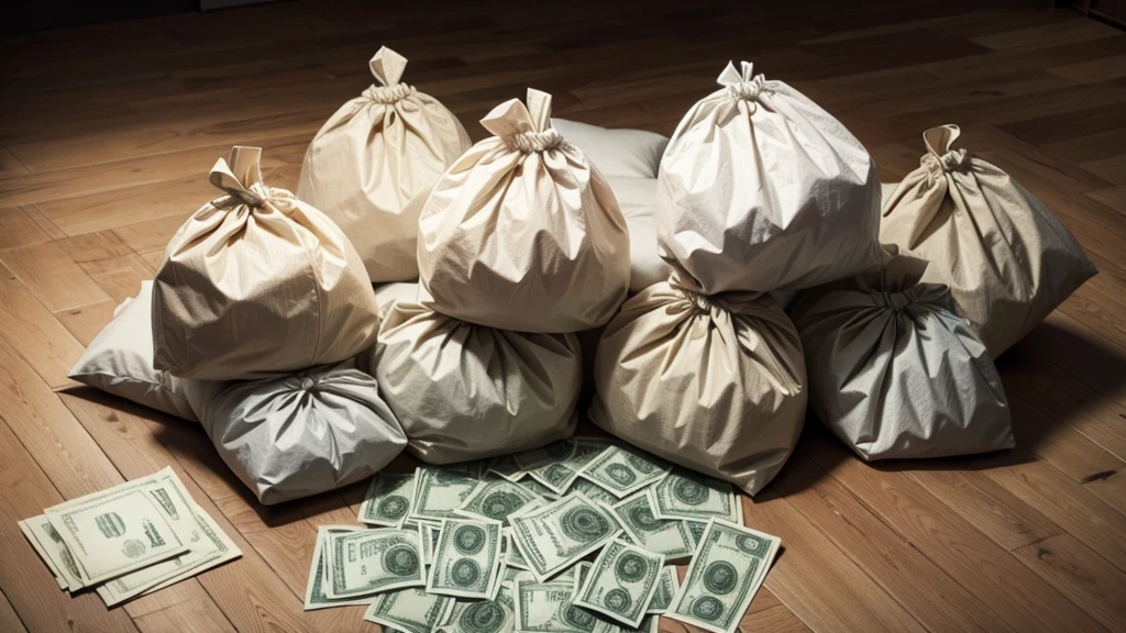 Money bags pile