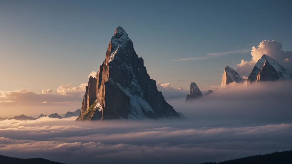 "A majestic mountain peak shrouded in mist at sunrise, symbolizing the divine realm where the spirit returns according to Ecclesiastes 12:7. Ethereal light bathes the landscape, evoking a sense of spiritual transcendence and reunion with the divine origin. The scene invites contemplation on the biblical concept of death as a separation of body and spirit, leading to a return to the eternal home."