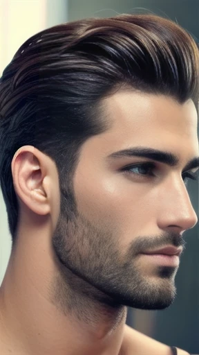 Italian men combed hair focus on face