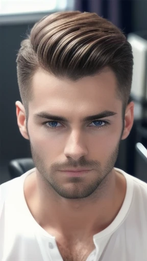 German men combed hair focus on face