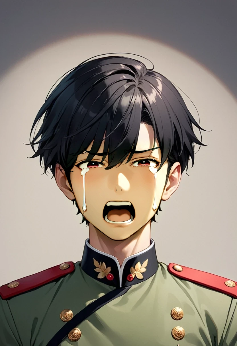 male、Open your mouth wide、Crying face