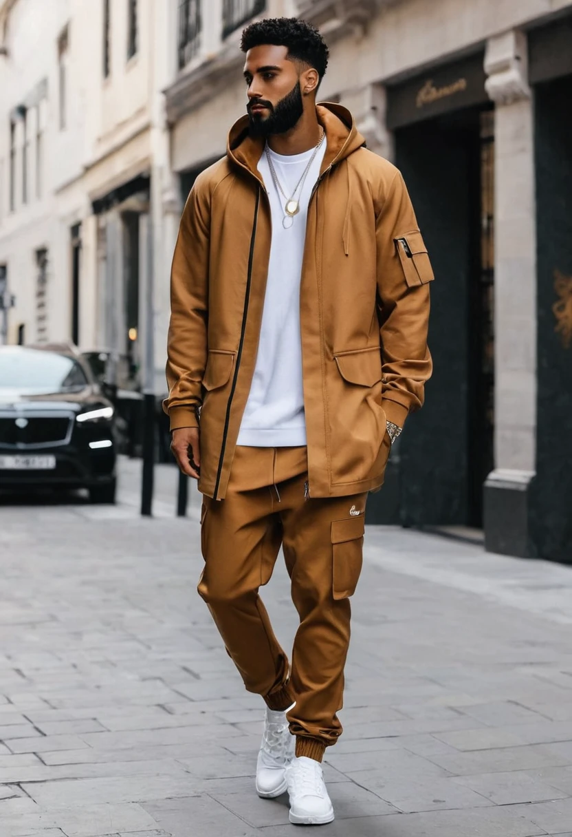 brown man walking, roupas streetwear
