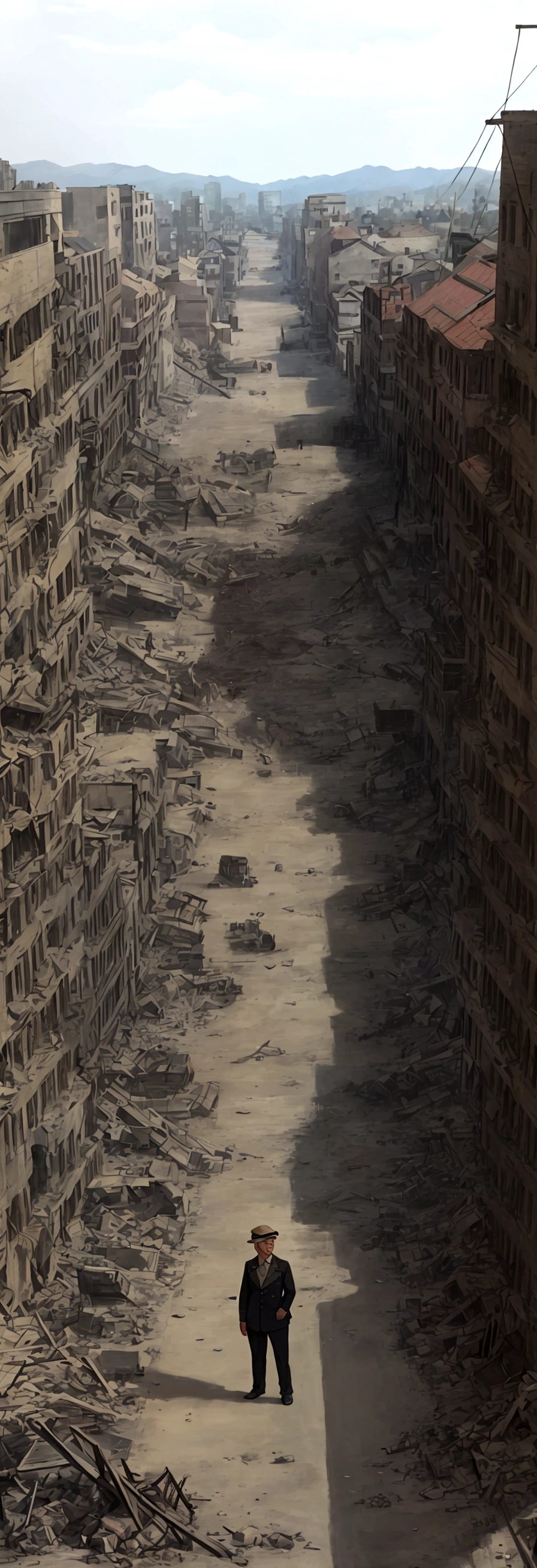 standing in a destroyed town 1942